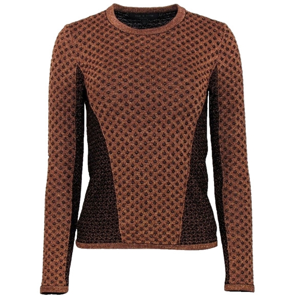 Rag & Bone Womens Metallic Amanda Sweater Chainmail Brown Copper Quiet Luxury XS - Picture 1 of 16